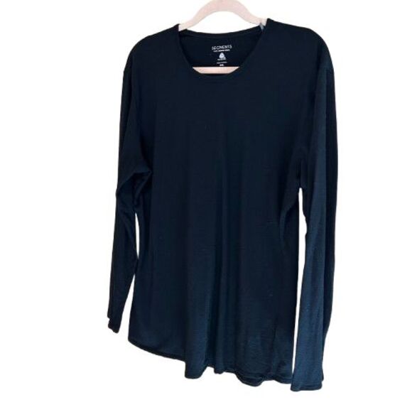 Seg'ments Merino Wool Baselayer Crewneck Shirt Womens XXL Black Stretch Top - Picture 2 of 5